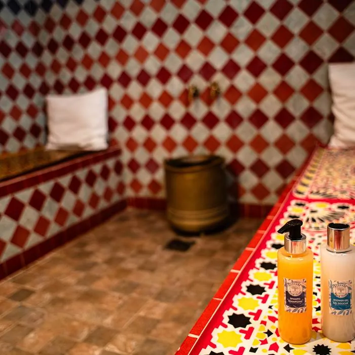 A candlelit corner of the spa