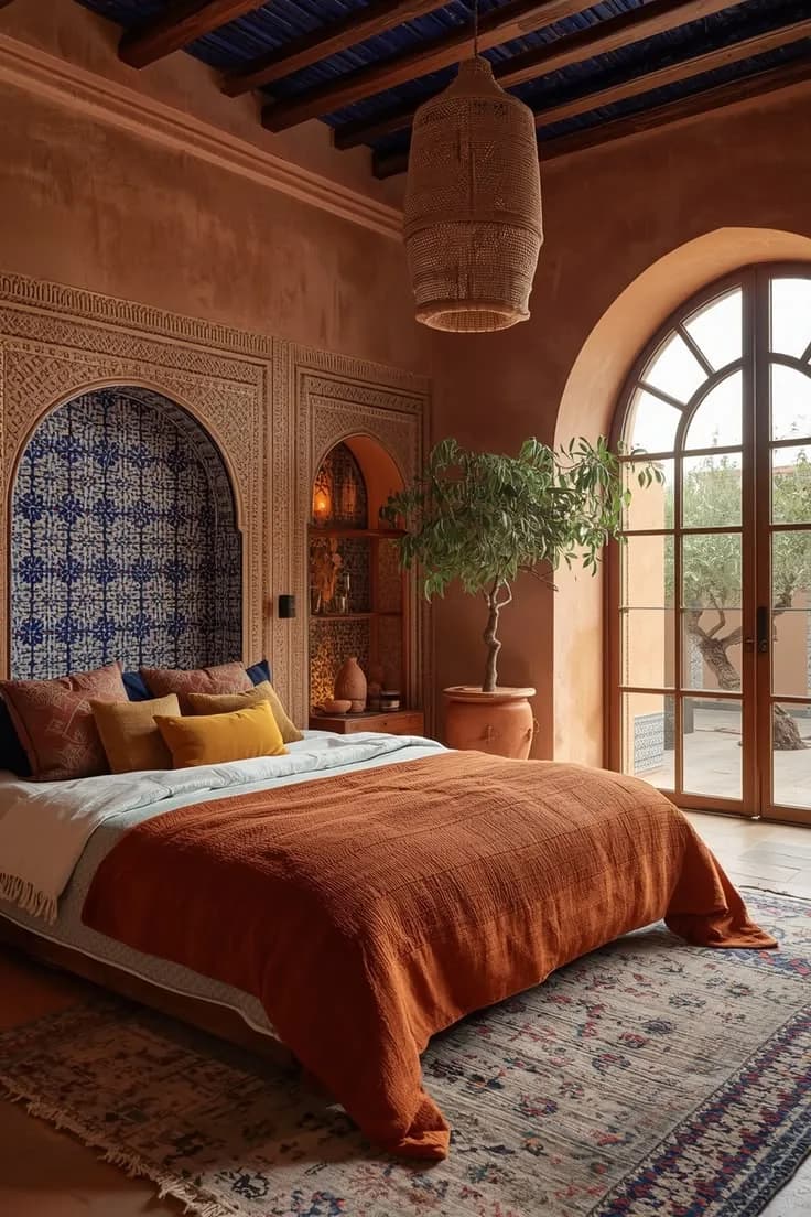 A room at Wood House with warm light and greenery